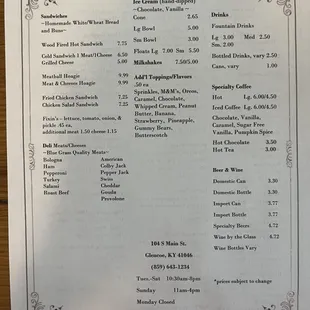 menu