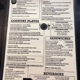Breakfast menu