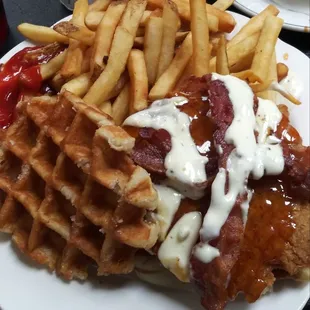Chicken Sandwich on a waffle...Amazing!!!