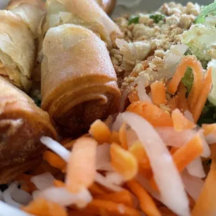 B2 grilled pork with egg rolls. Veggies were fresh and pork was marinated nicely. Egg rolls were so good!