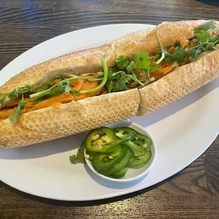 a sub sandwich on a plate