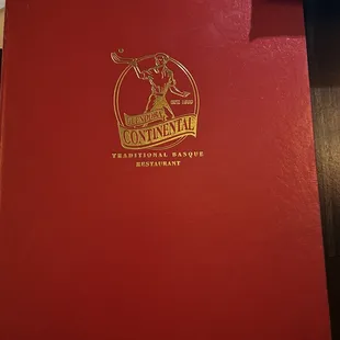 a red box with a logo on it