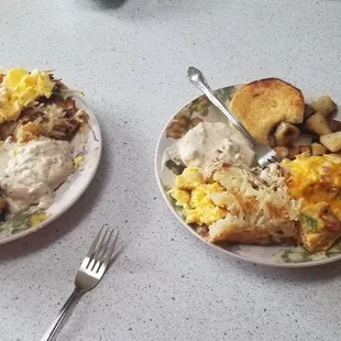 Today we ordered the Denver scramble and the Biscuits  and Gravy and split it.