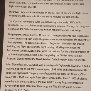 How Glenn learned to fly.