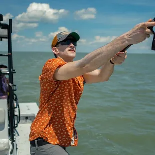 Casting a line in the bay near Port Aransas.