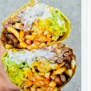 a hand holding a burrito