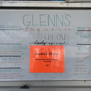 Menu as of 5/17/21