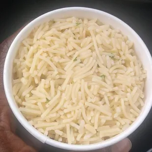Noodles they claim is broccoli and rice.