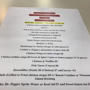 menu