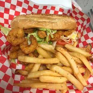 Shrimp Po Boy with fries