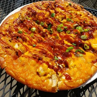 BBQ chicken flat bread. Good stuff!