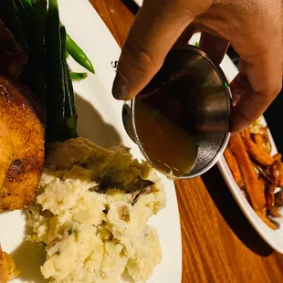 Gravy action on the  Mashed Potatoes