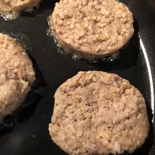 Goetta frying in skillet!