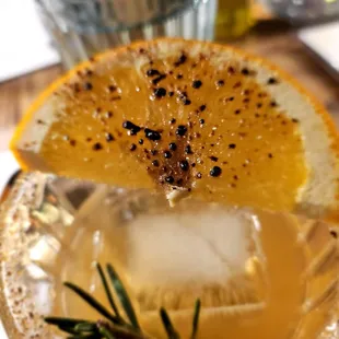 Topaz. Mezcal, yuzu, mango, lime, and orange bitter. Excellent and well balanced