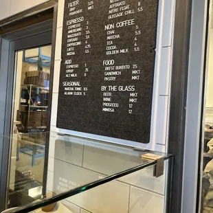 Menu as of July 2023