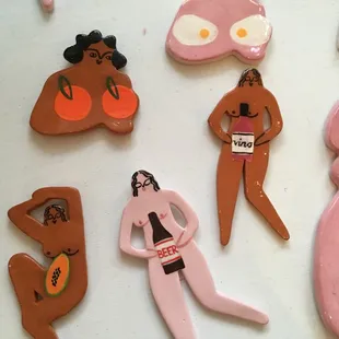 These ceramic magnets would be better if the magnets on the back were larger! One slam of the fridge door would be the end for these gals!