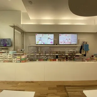 The bar- you choose type of slime, size and playtime, type, color, scent and glitter/foam beads/ charms/ decoration!