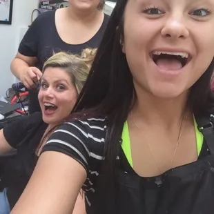 Our students having fun with a client!