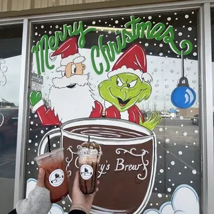 An Iced French Toast with strawberry and Score Frappe