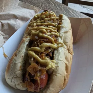 Glizzy with kraut and mustard