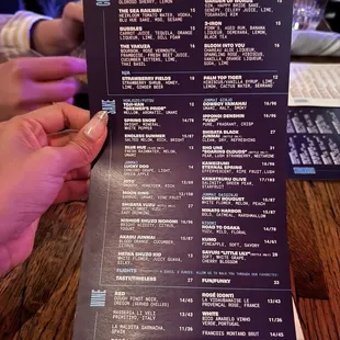 Drink menu