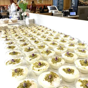 a long table of desserts