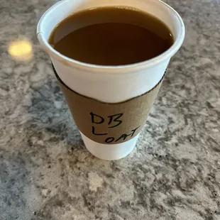 Daily Brew, Lavender flavoring, splash of oat milk!