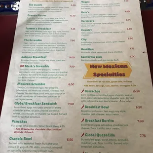 Updated menu