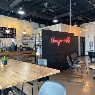 The sitting area with a view of the coffee bar
