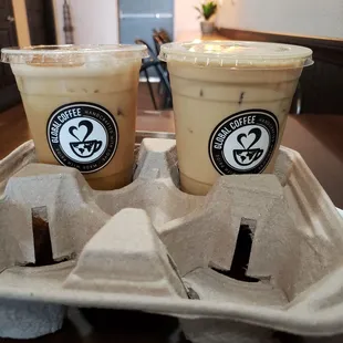 Caramel coffee, chai tea