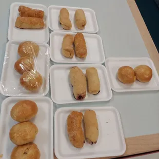 Spanish Bread with ube and pan de coco. Breadvwith coconut crusted.