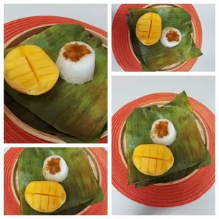 Sweet rice dessert with mango (puto Maya) sweet syicky rice as some people called
