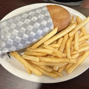 Chicken Philly Cheesesteak Sandwich with French Fries
