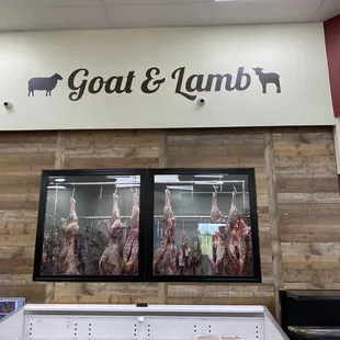 meat and lambs on display