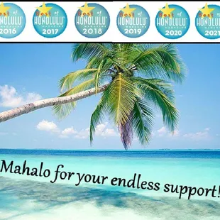 Mahalo for 8 years of encouragement and support!!