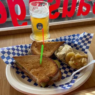 Polish Sausage Sandwich with German Potato Salad n Classic potato salad