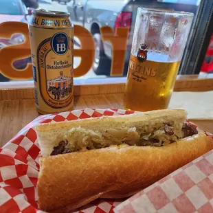 Proper brat and ice cold beer