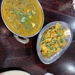 Saag Paneer and Chicken Sukka