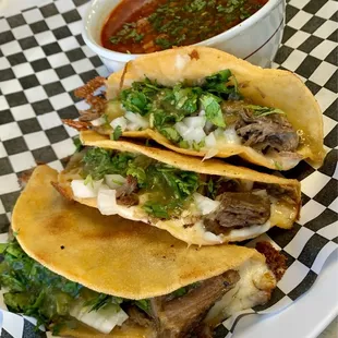 Quesabirria tacos with consommé