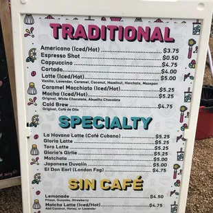 menu