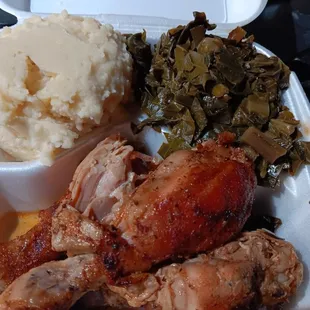 Chicken greens mashed potatoes