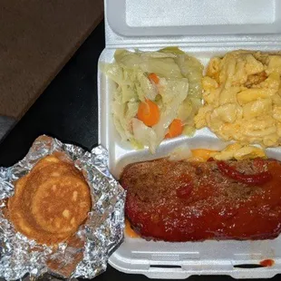 Meatloaf, Mac n Cheese, and Cabbage