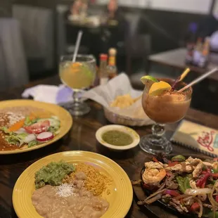 Chile relleno and mixed fajitas