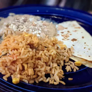 Quesadilla with beans and rice