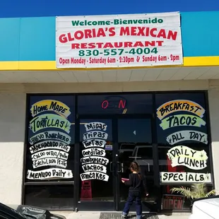 the front of the restaurant