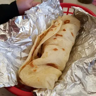 a tortilla wrapped in foil