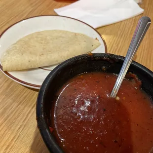 Quesadilla and salsa, YUM!