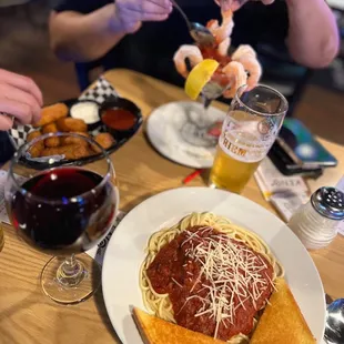 Mozzarella sticks, shrimp cocktail, and Meatball Mondays y&apos;all.