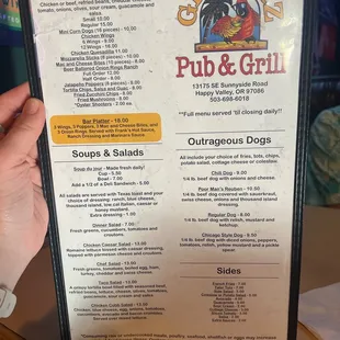 Menu - front