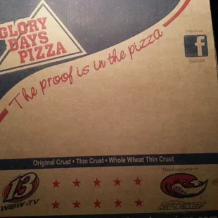 Glory Days Pizza Box